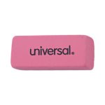 Universal Bevel Block Erasers, For Pencil Marks, Slanted-Edge Rectangular Block, Large, Pink, 20/Pack (UNV55120)