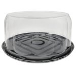 Pactiv 13" Black APET Cake Base With 5.75" Clear Rose Dome Comb, 45/Case (16200917)