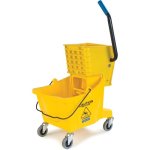Carlisle 26 Quart Mop Bucket with Side-Press Wringer, Yellow (3690804)