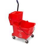 Carlisle 35 Quart Mop Bucket with Side-Press Wringer, Red (8690405)