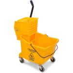 Carlisle 35 Quart Mop Bucket with Side-Press Wringer, Yellow (8690404)
