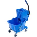 Carlisle 26 Quart Mop Bucket with Side-Press Wringer, Blue (3690814)