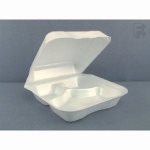 Pactiv 3 Compartment Foam Food Containers, White, 150 Food Containers (FOR-2328)