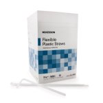 McKesson Flexible Drinking Straw, Plastic, White, 500/Box (485517_BX)