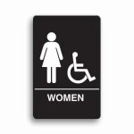 Palmer ADA Compliant Women Accessible Restroom Sign, Black (IS1004-16)