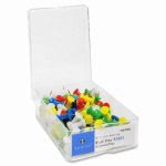 Business Source Push Pins, 3/8" Point, 1/2" Heads, 100/BX, Assorted (BSN81001)