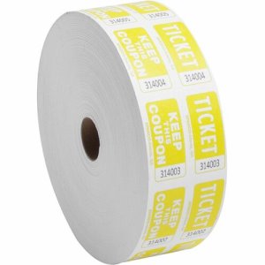 Sparco Ticket Roll, Double w/Coupon, 2000/RL, Yellow (SPR99270)