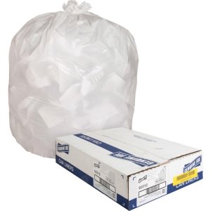 Genuine Joe 13 Gallon White Garbage Bags, 24x33, 0.85mil, 150 Bags (GJO02312)