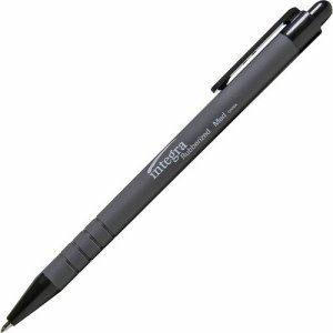 Integra Retractable Ballpoint Pen, Rubberized Barrel, Medium Pt, BK (ITA30031)