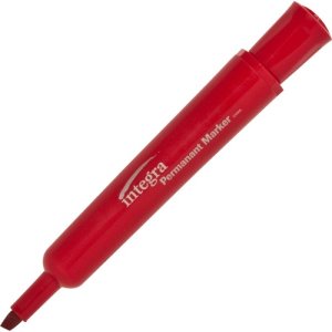 Integra Permanent Markers, Chisel Tip, Red, 12 Markers (ITA33328)