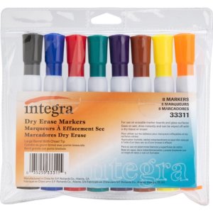 Integra Dry-Erase Marker, Large Barrel, Chisel Tip, 8 Color/ST, AST (ITA33311)
