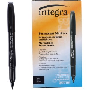 Integra Permanent Marker,Fine Point,Fade/Water Resistant,Black (ITA30016)