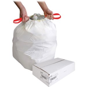 Genuine Joe 13 Gallon White Garbage Bags, 24x25, 0.9mil, 60 Bags (GJO01229)