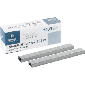 Business Source Standard Staples, Silver, 5000 Staples/Box (BSN65649)