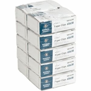Business Source Paper Clips, Regular, 1000/Pack, Silver (BSN65638)