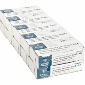 Business Source Jumbo Paper Clips, Nonskid, 1000/PK, Silver (BSN53366)