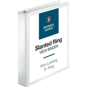Business Source D-Ring Binder, w/ Pockets, 1-1/2" Capacity, White (BSN28441)