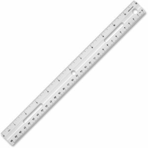 Business Source Plastic Ruler, Beveled Edges, 12"L, White (BSN32365)