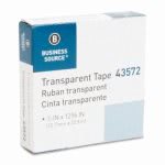 Business Source Transparent Tape, Glossy, 1" Core, 1/2"x1296", Clear (BSN43572)