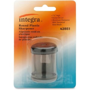Integra Pencil Sharpener, Single Hole, Plastic, 1-7/8", Smoke/BK (ITA42851)
