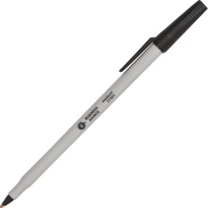 Business Source Ballpoint Stick Pens, Gray Barrel, Black Ink (BSN37501)