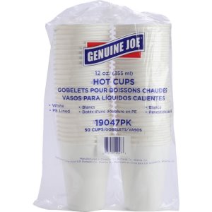 Genuine Joe Hot Cups, 12-oz., White, Disposable, 1,000 Cups (GJO19047CT)