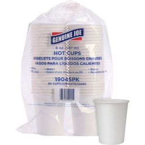 Genuine Joe Lined Disposable Hot Cups, 8 fl oz, White, 1,000 Cups (GJO19045CT)