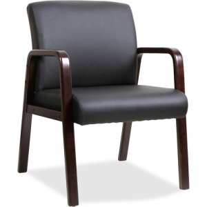 Lorell Black Leather Wood Frame Guest Chair, Espresso Frame, Each (LLR40201)