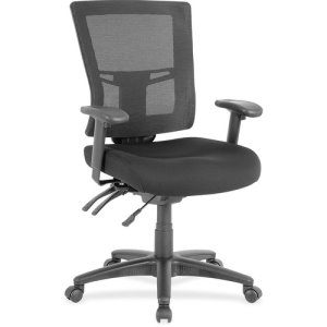 Lorell Swivel Mid-Back Mesh Chair, Upholstered, Black, 1 Each (LLR85563)