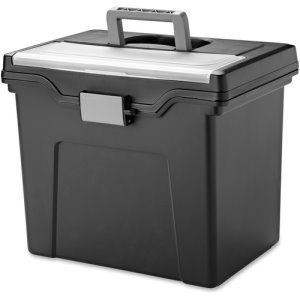 Iris Portable Letter-Size File Box with Organizer Lid, Black, Each (IRS110977)