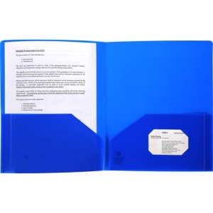 Business Source 2-Pocket Poly Portfolio, 8-1/2 x 11, Blue (BSN20880)