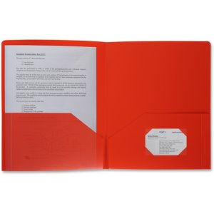 Business Source 2-Pocket Letter Size Poly Portfolio, Red (BSN20881)