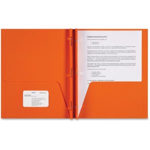 Sparco Two-pocket 3-Prong Leatherette Portfolio, Orange, 25/Box (SPR78541)