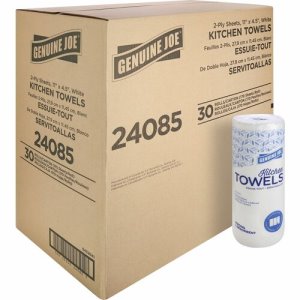 Genuine Joe Kitchen Paper Towels, 2-ply, White, 30 Rolls (GJO24085)
