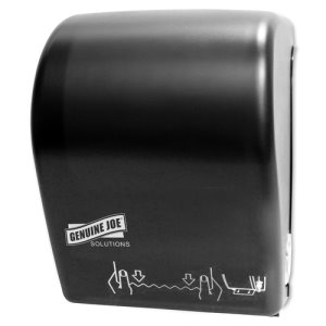 Genuine Joe Solutions Touchless Hardwound Towel Dispenser, Black (GJO99706)