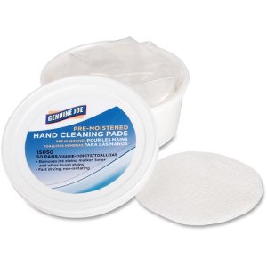 Genuine Joe Pre-moistened Hand Cleaning Pads, 3", White, 50 Pads (GJO15050)