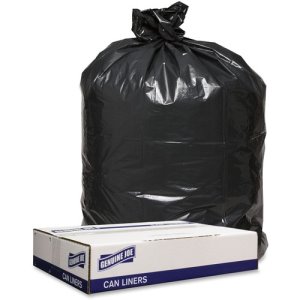 Genuine Joe 1.6 mil Trash Can Liners, 56 Gallon,43x47,Black, 100 Bags (GJO98211)