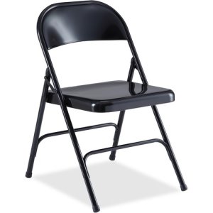 Lorell Metal Folding Chair, 19.4 x 18.3 x 29.6, Black, 4 Chairs (LLR62527)