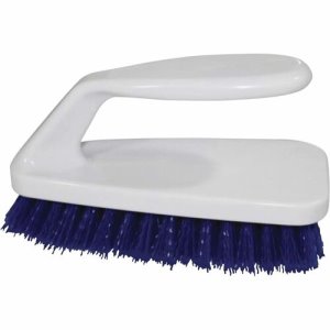 Genuine Joe 6" Iron Handle Scrub Brush, Plastic, Blue/White, Each (GJO99658)