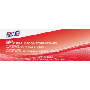 Genuine Joe Reclosable 1qt Food Storage Bags, 1.75 mil, Clear (GJO11573)