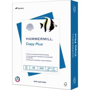 Hammermill Copy Plus Paper, 92 Bright, 8-1/2" x 11", White, 500/RM (HAM105007)