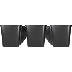 Sparco 7 Gallon Plastic Wastebaskets, Black, 24 Trash Cans (SPR02160CT)
