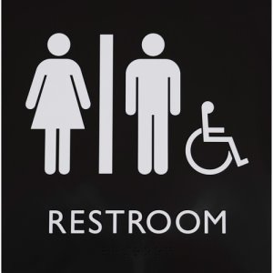 Lorell Sign, Architectural, Accessible Restroom, 8"Wx3/5"Lx8"H, Bk (LLR02655)