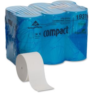Compact Bath Tissue, Coreless, 2-Ply, 18 Rolls/PK, White (GPC19378)