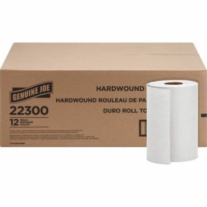 Genuine Joe Hardwound Roll Paper Towels, White, 12 Rolls (GJO22300)