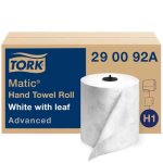 Tork Advanced Matic Hand Towel Roll, 2-Ply, White, 6 Rolls (TRK290092A)