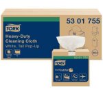 Tork Heavy-Duty Cleaning Cloth, Pop-Up Box, White, 5 Boxes/Carton(TRK5301755)