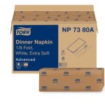 Tork Advanced Dinner Napkin, 3-Ply, 1/8 Fold, White,1740 Napkins (TRKNP7380A)