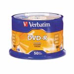 Verbatim DVD-R Discs, 4.7GB, 16x, Spindle, Matte Silver, 50/Pack (VER95101)