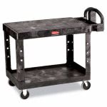 Rubbermaid 4525 Flat 2-Shelf Utility Cart, Medium, Black (RCP452500BK)